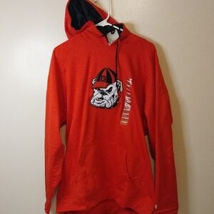 Champion Red Hooded Sweatshirt with Bulldog Logo
